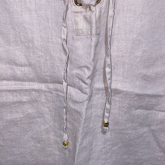 Ellen Tracy Women's Light Pink Linen Lace-Up Short Sleeve Top Size Medium - Picture 5 of 10